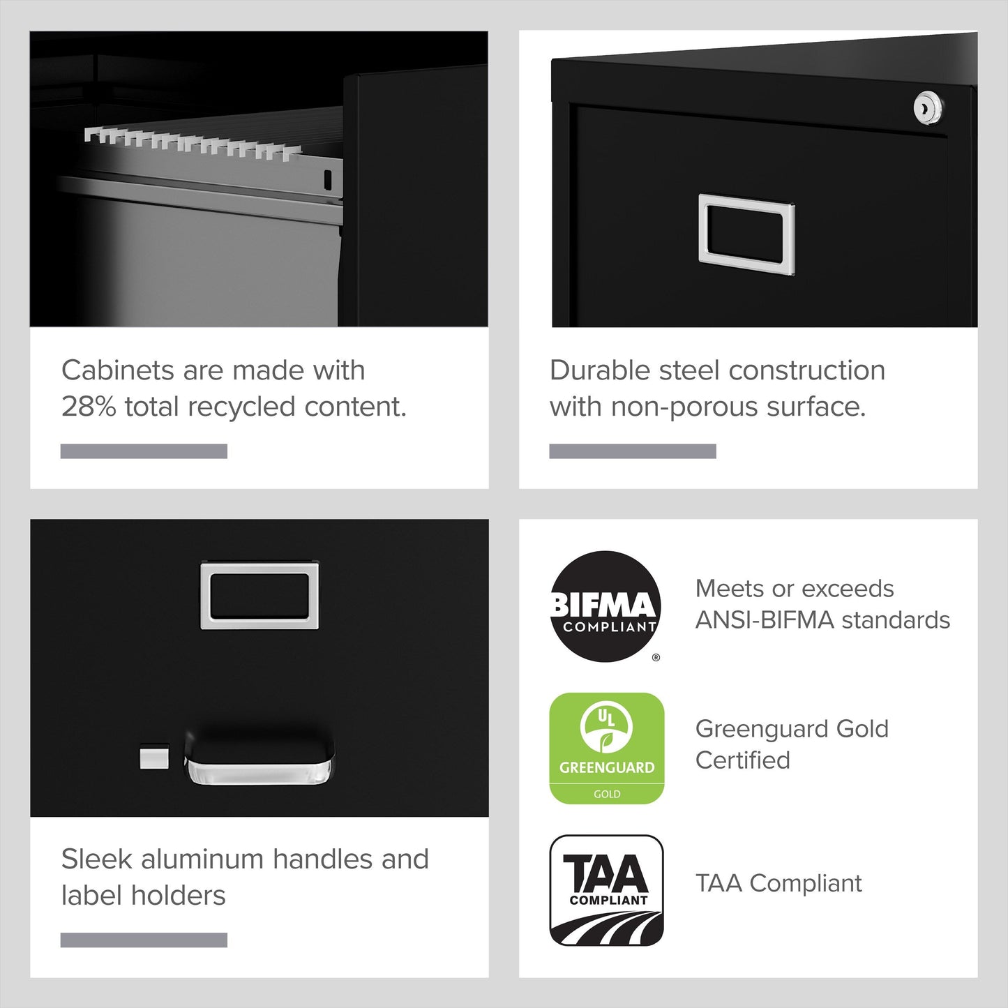 Hirsh Black 3-Drawer 15-in File Cabinet