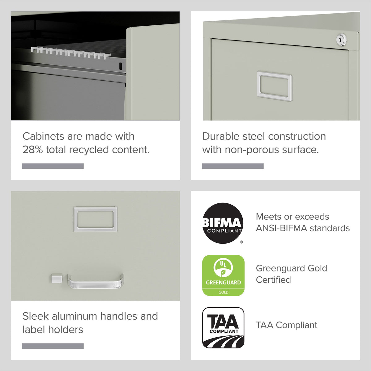 Hirsh Light Gray 3-Drawer 15-in File Cabinet