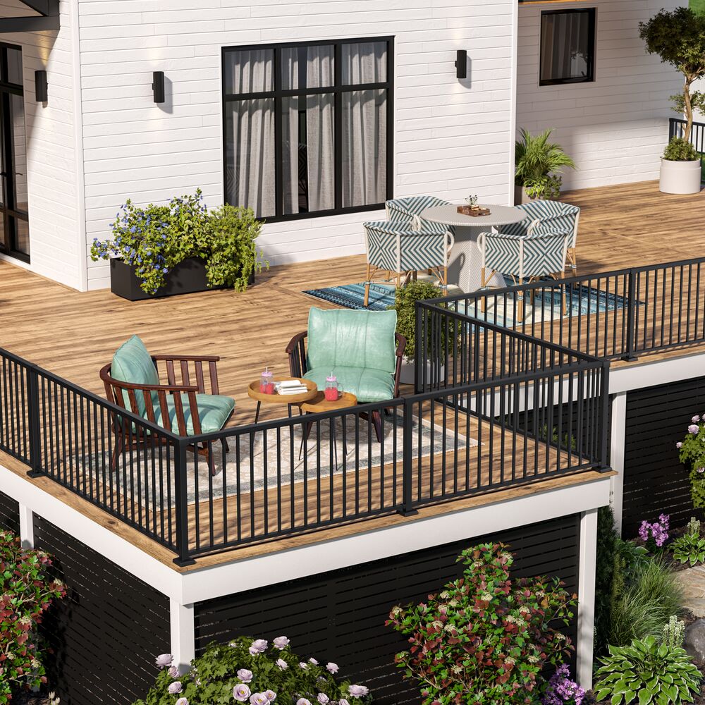Freedom Margate 8-ft x 36-in Matte Black Aluminum Deck Rail Kit