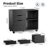 Maocao Hoom Black 3-Drawer 15.74-in File Cabinet
