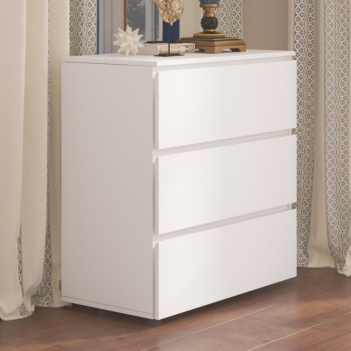 FUFU&GAGA 3-Drawer Chest White 3-Drawer Accent Chest