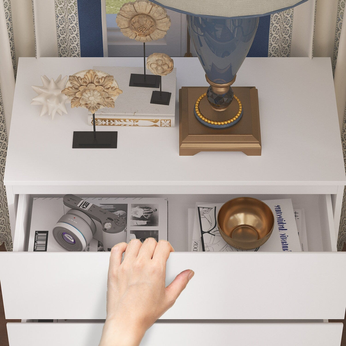 FUFU&GAGA 3-Drawer Chest White 3-Drawer Accent Chest