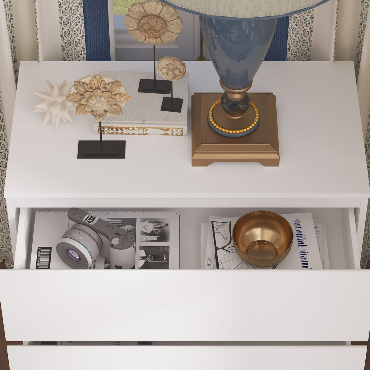 FUFU&GAGA 3-Drawer Chest White 3-Drawer Accent Chest