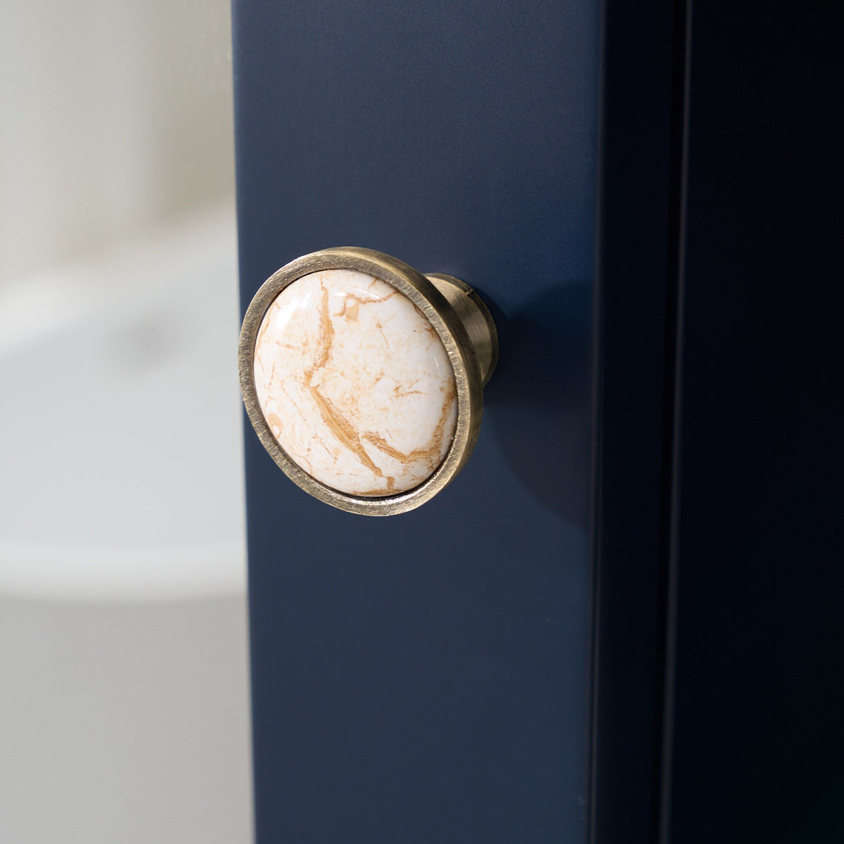 WELLFOR Solid Wood 24 x 30 Surface Mount Navy Blue Mirrored Soft Close Medicine Cabinet