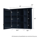 WELLFOR Solid Wood 34-in x 30-in Surface Mount Navy Blue Mirrored Soft Close Medicine Cabinet