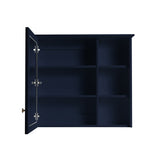 WELLFOR Solid Wood 34-in x 30-in Surface Mount Navy Blue Mirrored Soft Close Medicine Cabinet