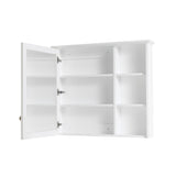 WELLFOR Solid Wood 34-in x 30-in Surface Mount White Mirrored Soft Close Medicine Cabinet