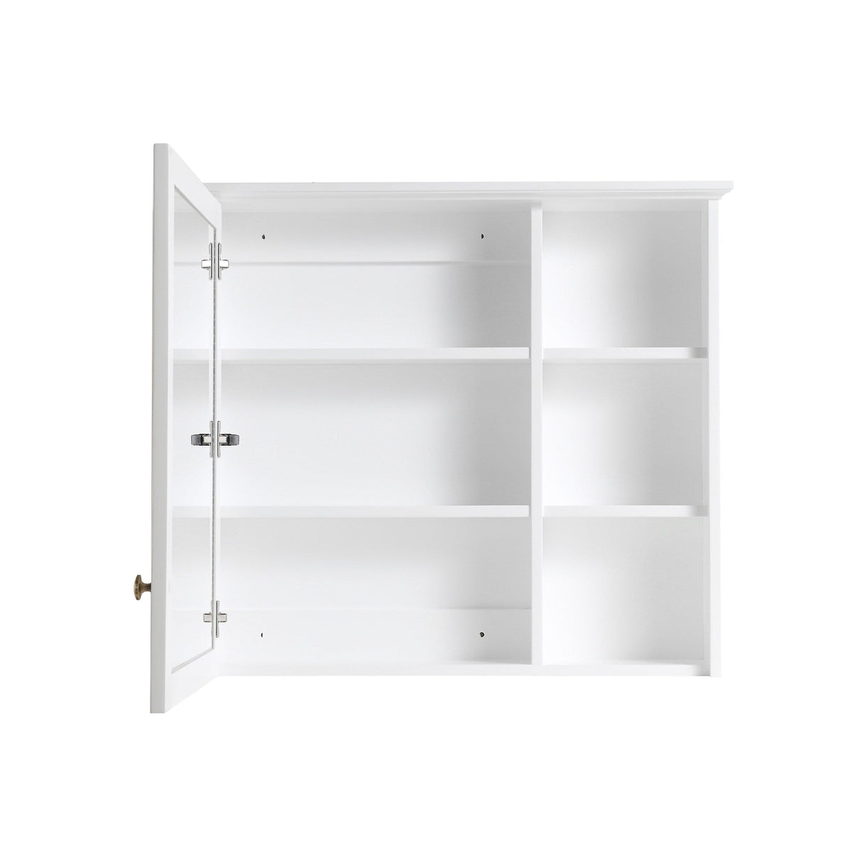 WELLFOR Solid Wood 34-in x 30-in Surface Mount White Mirrored Soft Close Medicine Cabinet