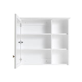 WELLFOR Solid Wood 34-in x 30-in Surface Mount White Mirrored Soft Close Medicine Cabinet