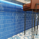Giorbello Classic Premium Mediterranean Blue 4-in x 12-in Glossy Glass Subway Wall Tile (5-sq. ft/ Carton)