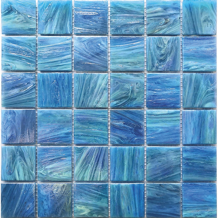 Apollo Tile Celestial Denim Blue 12-in x 12-in Glossy Glass Uniform Squares Floor and Wall Tile (20-sq. ft/ Carton)