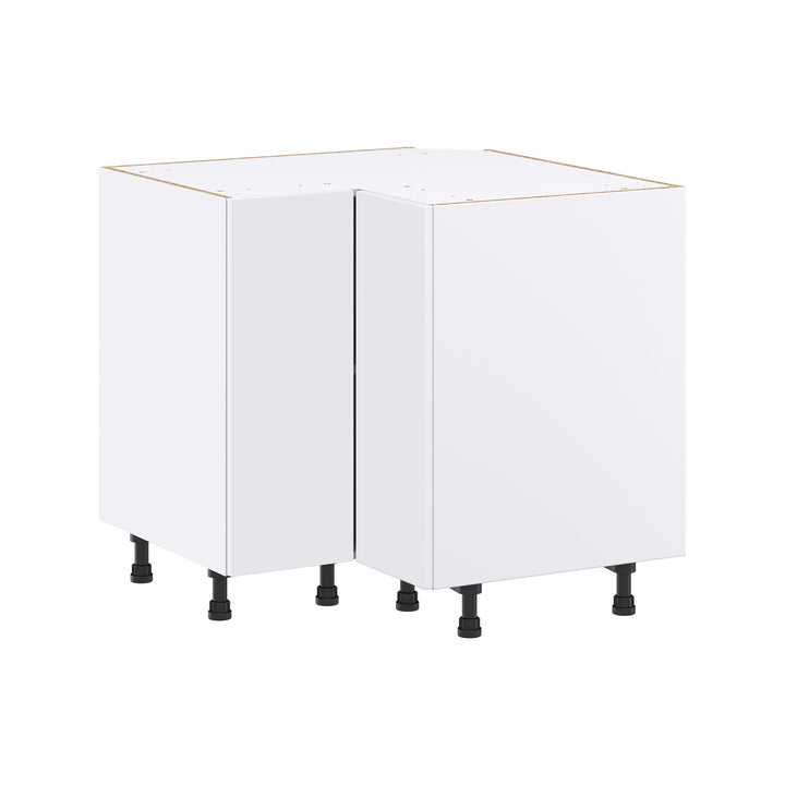 Hugo&Borg Lasalle 36-in W x 34.5-in H x 36-in D Bright White Slab Lazy Susan Corner Base Fully Assembled Cabinet (Flat Panel Slab Style)