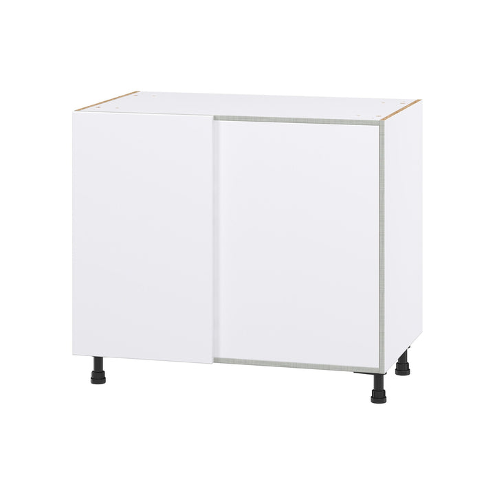 Hugo&Borg Lasalle 39-in W x 34.5-in H x 25-in D Bright White Slab Blind Corner Base Fully Assembled Cabinet (Flat Panel Slab Style)