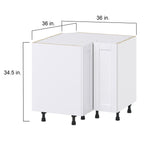 Hugo&Borg Rosemont 36-in W x 34.5-in H x 36-in D Glacier White Lazy Susan Corner Base Fully Assembled Cabinet (Recessed Panel Shaker Style)