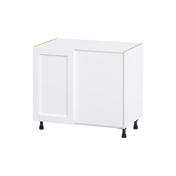 Hugo&Borg Rosemont 39-in W x 34.5-in H x 25-in D Glacier White Blind Corner Base Fully Assembled Cabinet (Recessed Panel Shaker Style)