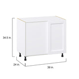 Hugo&Borg Rosemont 39-in W x 34.5-in H x 25-in D Glacier White Blind Corner Base Fully Assembled Cabinet (Recessed Panel Shaker Style)