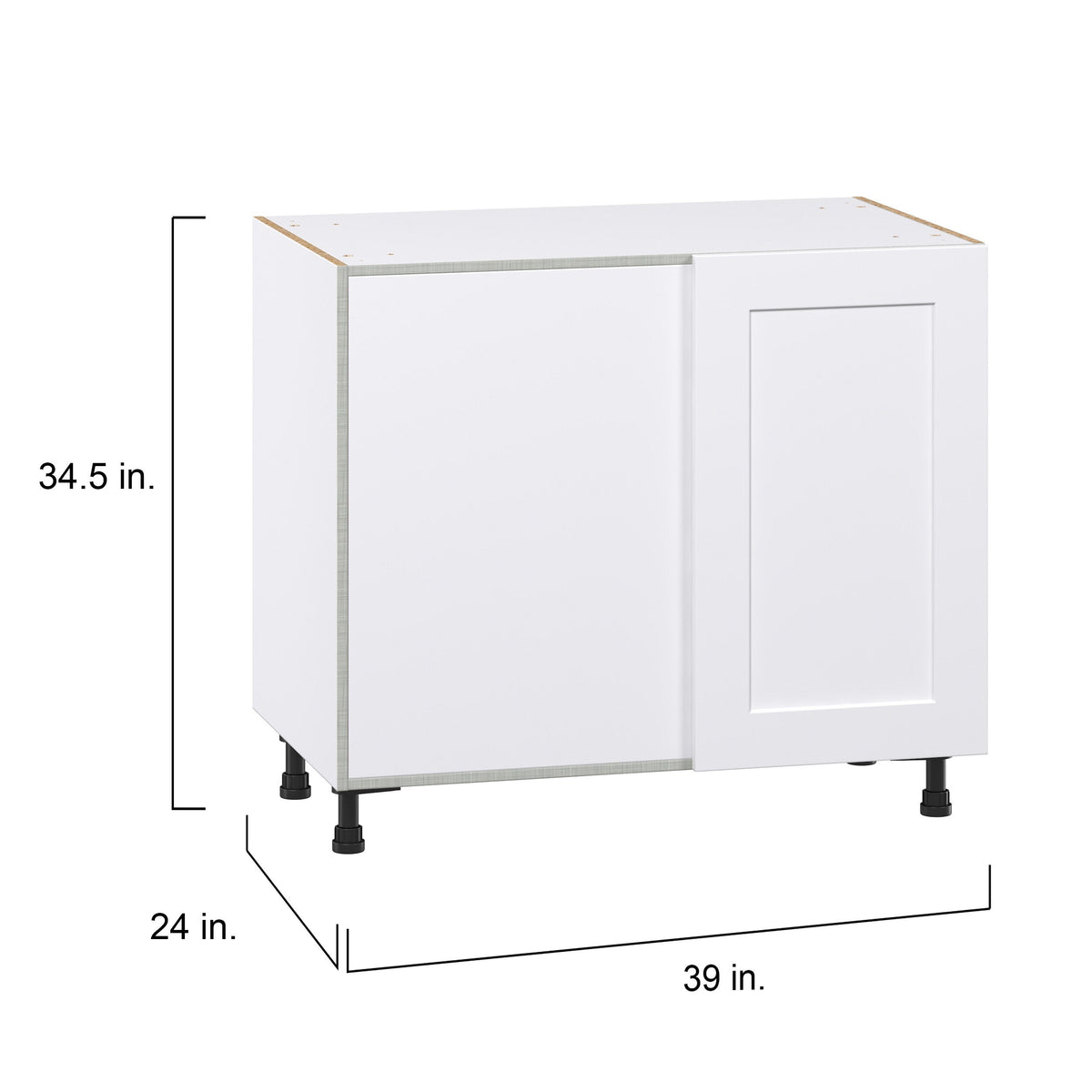 Hugo&Borg Jolie 39-in W x 34.5-in H x 25-in D Warm White Blind Corner Base Fully Assembled Cabinet (Recessed Panel Shaker Style)