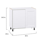 Hugo&Borg Jolie 39-in W x 34.5-in H x 25-in D Warm White Blind Corner Base Fully Assembled Cabinet (Recessed Panel Shaker Style)