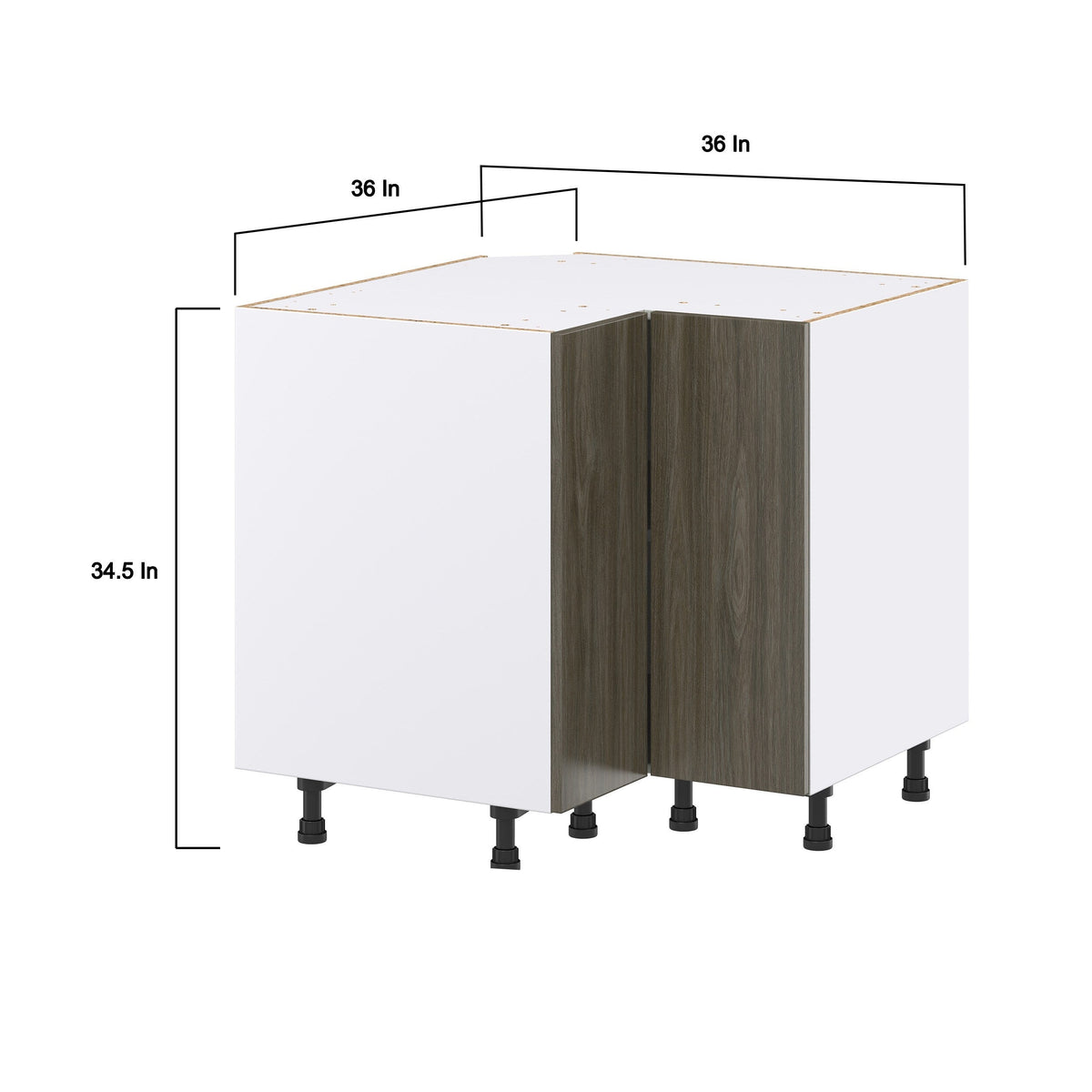 Hugo&Borg Savane 36-in W x 34.5-in H x 36-in D Textmel Lazy Susan Corner Base Fully Assembled Cabinet (Flat Panel Slab Style)