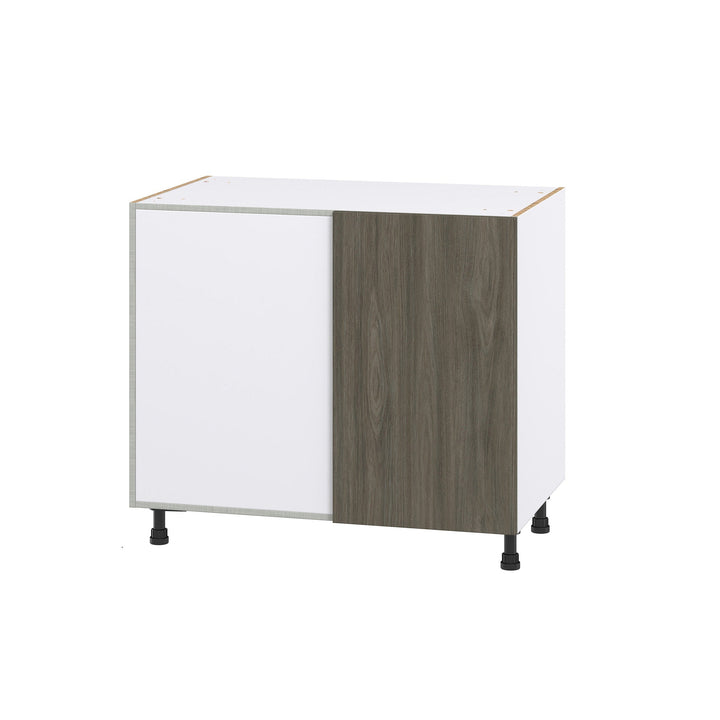 Hugo&Borg Savane 39-in W x 34.5-in H x 25-in D Textmel Blind Corner Base Fully Assembled Cabinet (Flat Panel Slab Style)