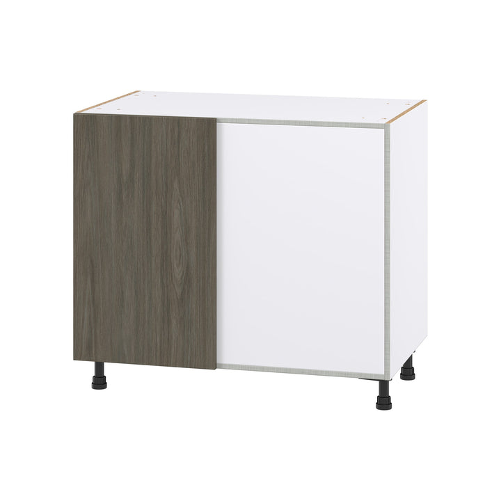 Hugo&Borg Savane 39-in W x 34.5-in H x 25-in D Textmel Blind Corner Base Fully Assembled Cabinet (Flat Panel Slab Style)