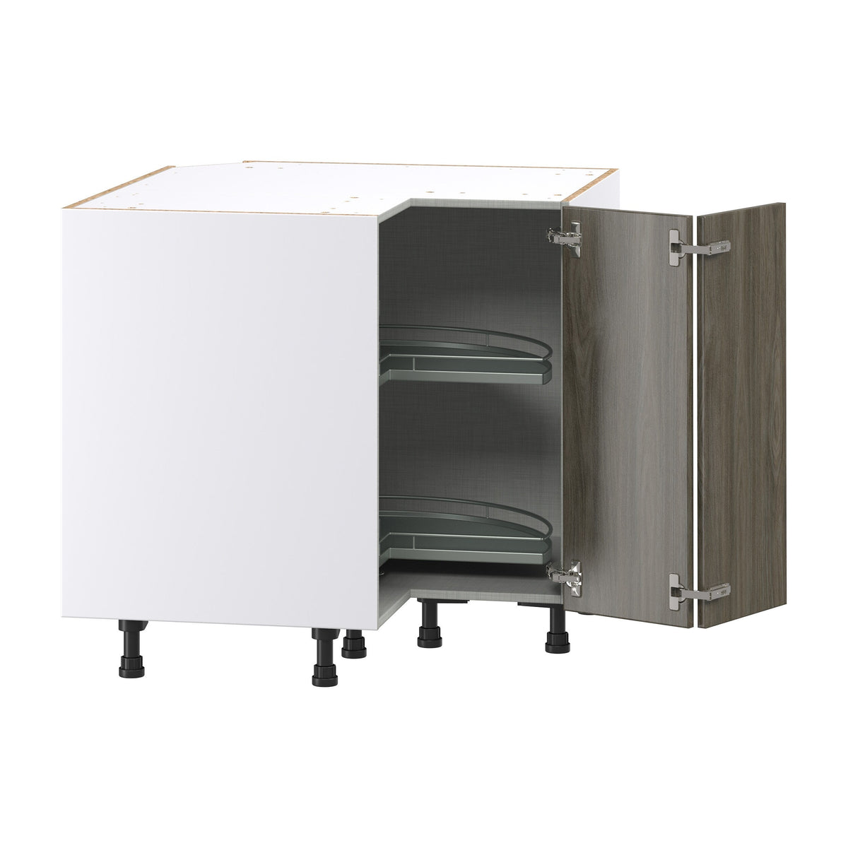 Hugo&Borg Savane 36-in W x 34.5-in H x 36-in D Textmel Lazy Susan Corner Base Fully Assembled Cabinet (Flat Panel Slab Style)