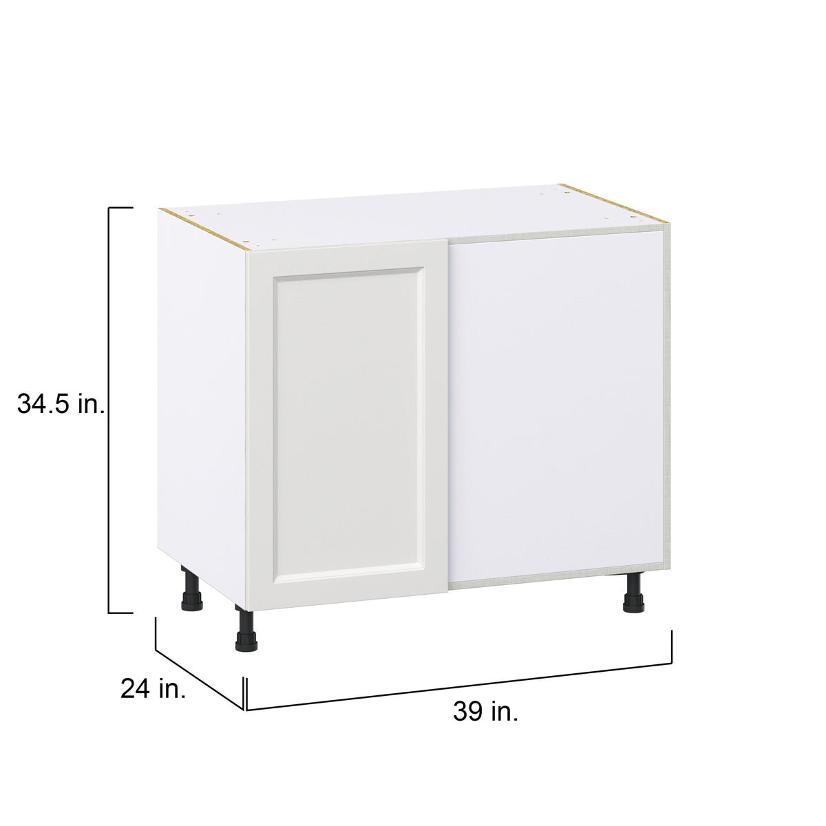 Hugo&Borg Riviera 39-in W x 34.5-in H x 25-in D Bright White Blind Corner Base Fully Assembled Cabinet (Recessed Panel Shaker Style)