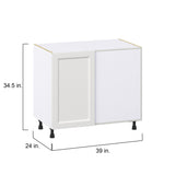 Hugo&Borg Riviera 39-in W x 34.5-in H x 25-in D Bright White Blind Corner Base Fully Assembled Cabinet (Recessed Panel Shaker Style)
