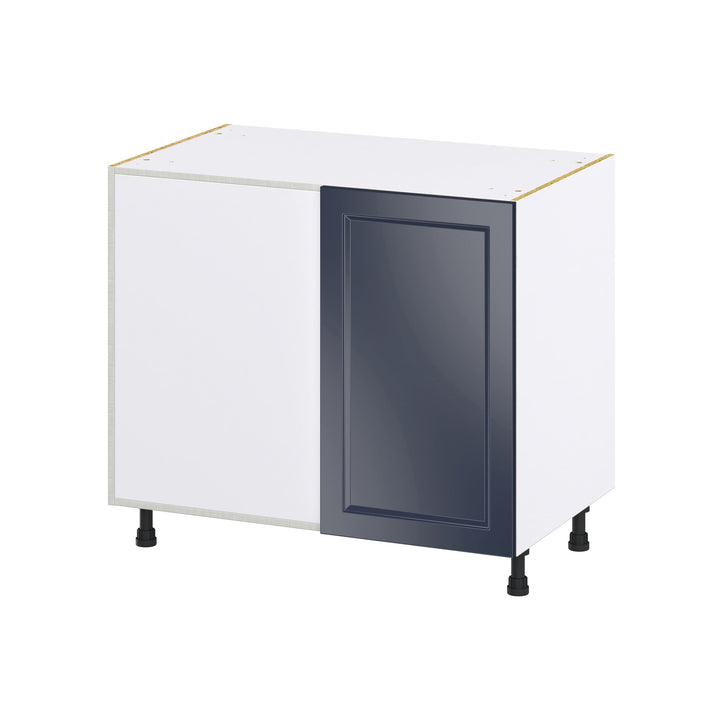 Hugo&Borg Lorette 39-in W x 34.5-in H x 24-in D Navy Blue Blind Corner Base Fully Assembled Cabinet (Recessed Panel Shaker Style)
