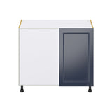 Hugo&Borg Lorette 39-in W x 34.5-in H x 24-in D Navy Blue Blind Corner Base Fully Assembled Cabinet (Recessed Panel Shaker Style)