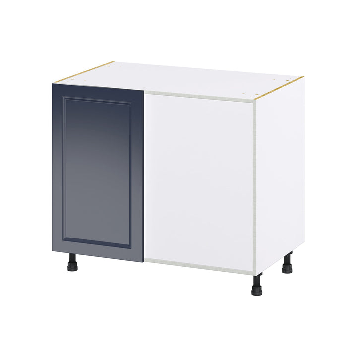 Hugo&Borg Lorette 39-in W x 34.5-in H x 24-in D Navy Blue Blind Corner Base Fully Assembled Cabinet (Recessed Panel Shaker Style)