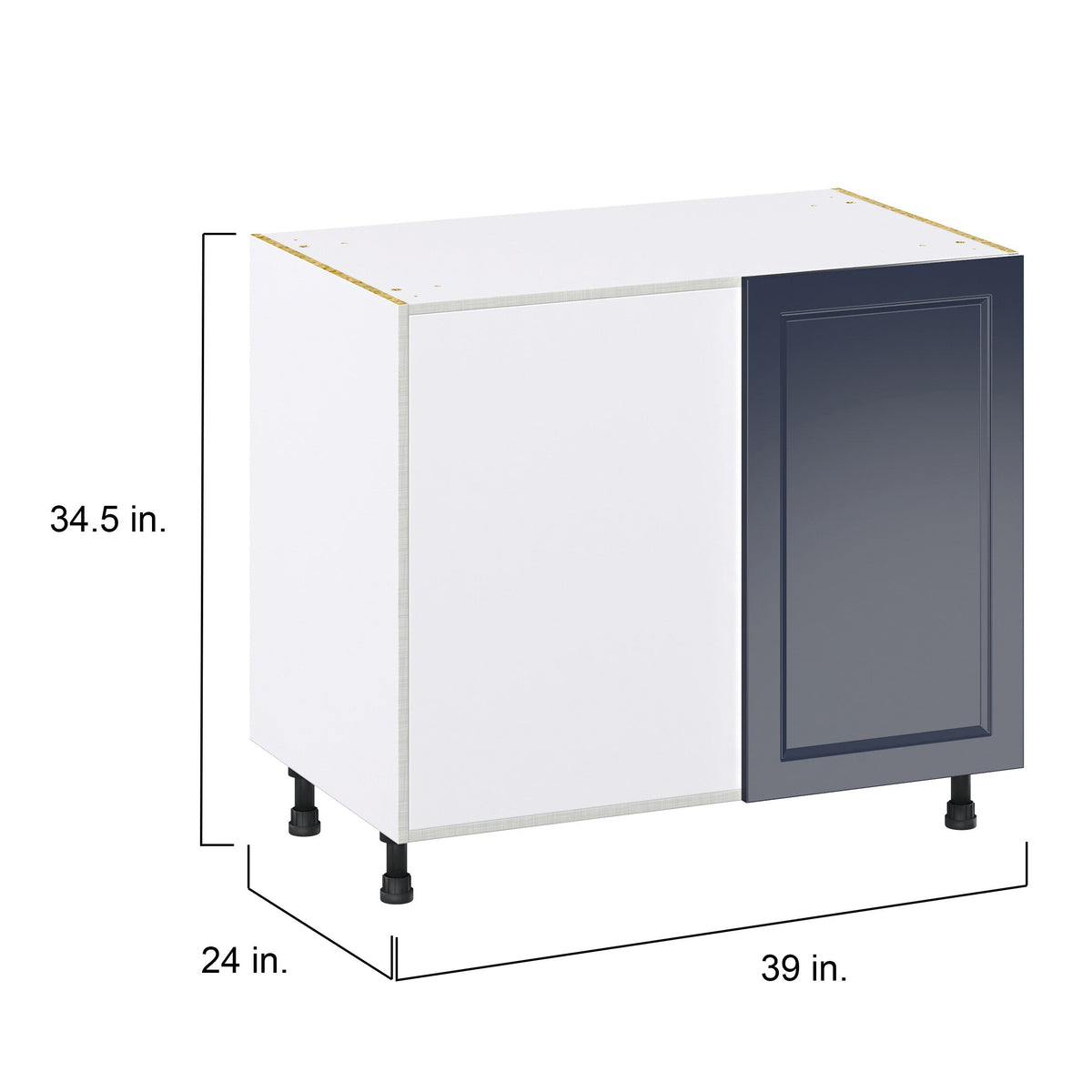 Hugo&Borg Lorette 39-in W x 34.5-in H x 25-in D Navy Blue Blind Corner Base Fully Assembled Cabinet (Recessed Panel Shaker Style)