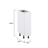 Hugo&Borg Lasalle 9-in W x 34.5-in H x 25-in D Bright White Slab 1-Drawer Pull-out Cabinet Base Fully Assembled Cabinet (Flat Panel Style)