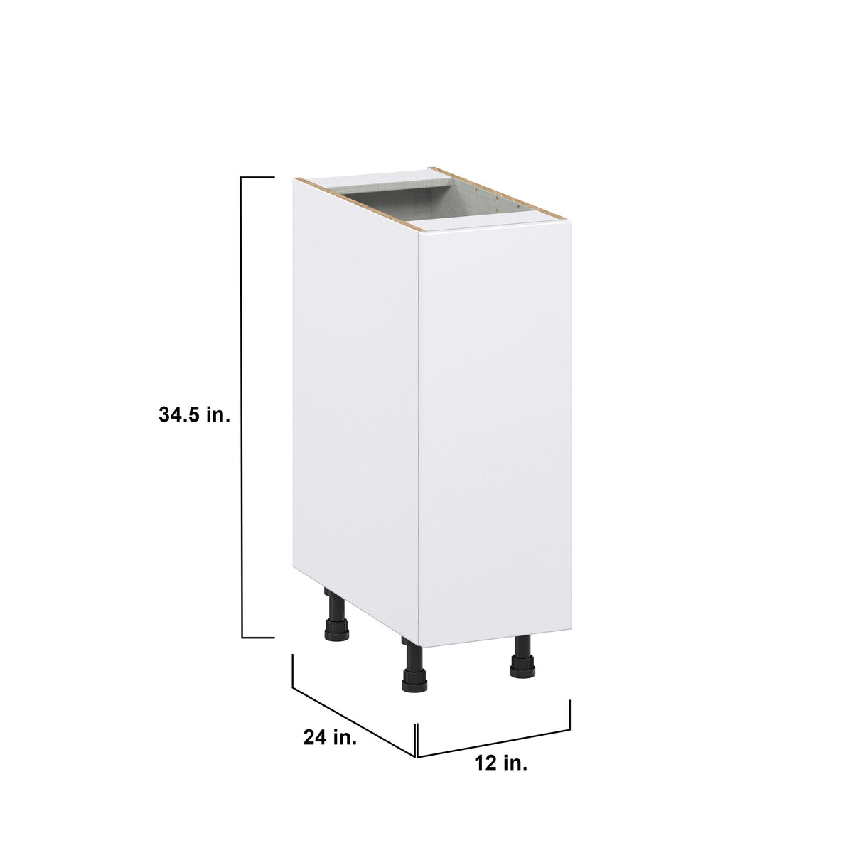 Hugo&Borg Lasalle 12-in W x 34.5-in H x 25-in D Bright White Slab 1-Drawer Pull-out Cabinet Base Fully Assembled Cabinet (Flat Panel Style)