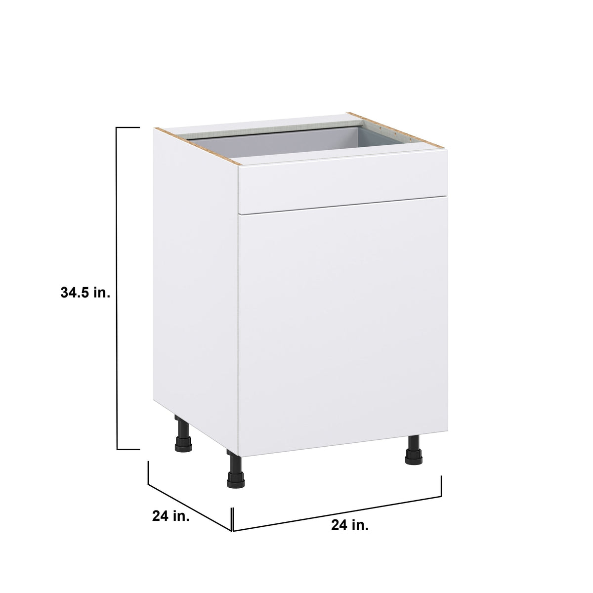 Hugo&Borg Lasalle 24-in W x 34.5-in H x 25-in D Bright White Slab 2-Drawers Pull-out Cabinet Base Fully Assembled Cabinet (Flat Panel Style)