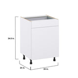 Hugo&Borg Lasalle 24-in W x 34.5-in H x 25-in D Bright White Slab 2-Drawers Pull-out Cabinet Base Fully Assembled Cabinet (Flat Panel Style)