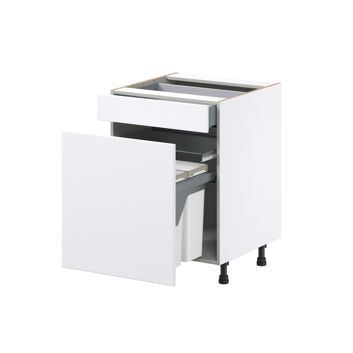 Hugo&Borg Lasalle 24-in W x 34.5-in H x 25-in D Bright White Slab 2-Drawers Pull-out Cabinet Base Fully Assembled Cabinet (Flat Panel Style)