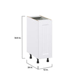 Hugo&Borg Jolie 12-in W x 34.5-in H x 25-in D Warm White 1-Drawer Pull-out Cabinet Base Fully Assembled Cabinet (Recessed Panel Style)