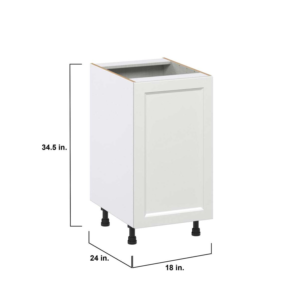 Hugo&Borg Riviera 18-in W x 34.5-in H x 24-in D Bright White 1-Drawer Pull-out Cabinet Base Fully Assembled Cabinet (Recessed Panel Style)
