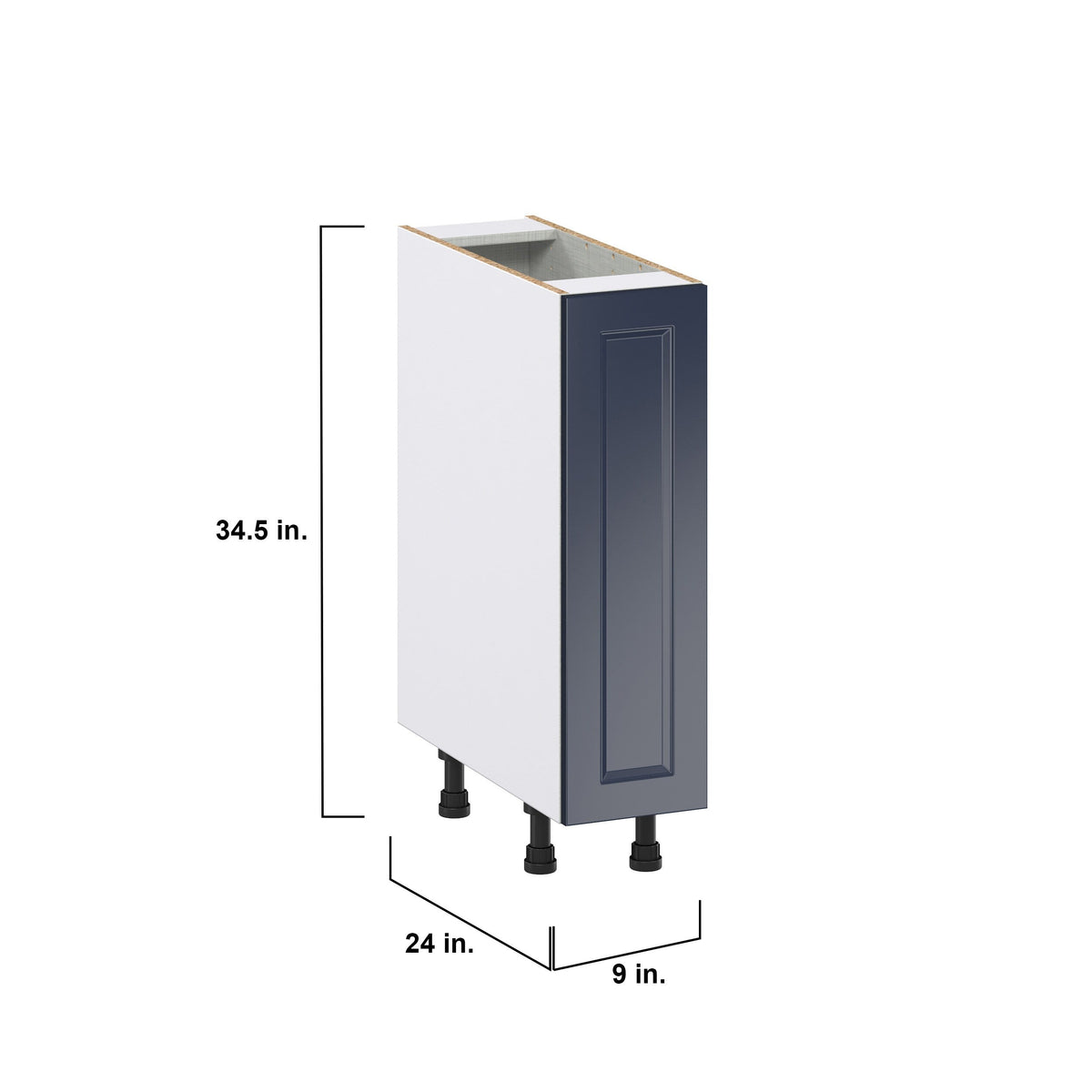 Hugo&Borg Lorette 9-in W x 34.5-in H x 25-in D Navy Blue 1-Drawer Pull-out Cabinet Base Fully Assembled Cabinet (Recessed Panel Style)