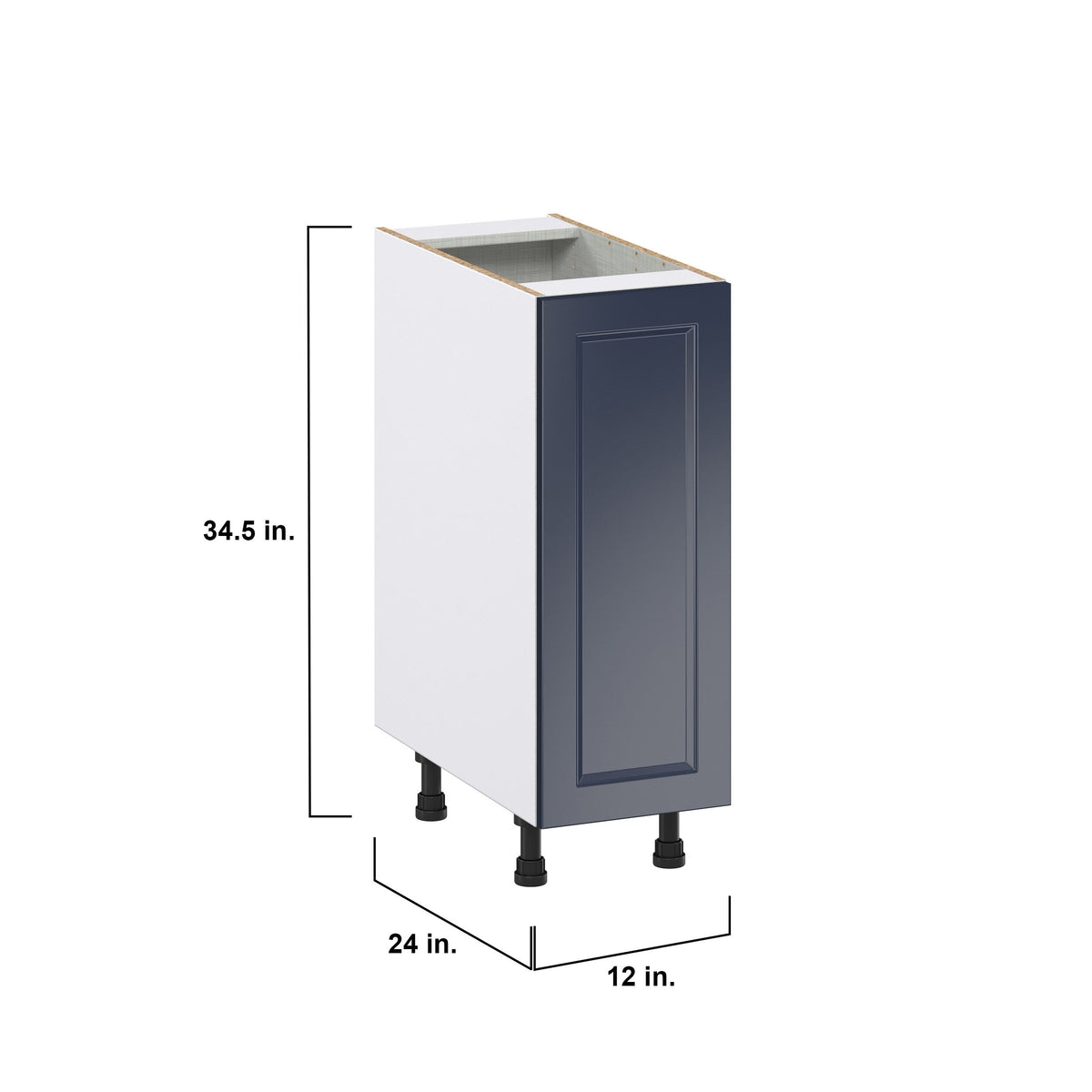 Hugo&Borg Lorette 12-in W x 34.5-in H x 25-in D Navy Blue 1-Drawer Pull-out Cabinet Base Fully Assembled Cabinet (Recessed Panel Style)