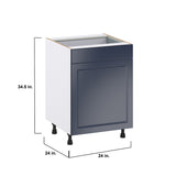 Hugo&Borg Lorette 24-in W x 34.5-in H x 24-in D Navy Blue 2-Drawers Pull-out Cabinet Base Fully Assembled Cabinet (Recessed Panel Style)