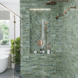 Apollo Tile Antiek Sage Green 3-in x 8-in Glossy Ceramic Brick Look Floor and Wall Tile (5.38-sq. ft/ Carton)