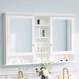 WELLFOR ART Solid Wood 55-in x 35-in Surface Mount White Mirrored Soft Close Medicine Cabinet