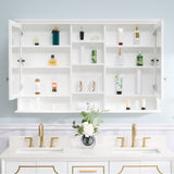 WELLFOR ART Solid Wood 55-in x 35-in Surface Mount White Mirrored Soft Close Medicine Cabinet