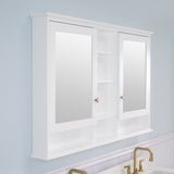 WELLFOR ART Solid Wood 55-in x 35-in Surface Mount White Mirrored Soft Close Medicine Cabinet