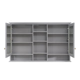 WELLFOR ART Solid Wood 55-in x 35-in Surface Mount Gray Mirrored Soft Close Medicine Cabinet