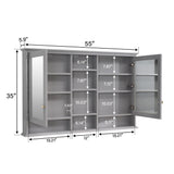 WELLFOR ART Solid Wood 55-in x 35-in Surface Mount Gray Mirrored Soft Close Medicine Cabinet