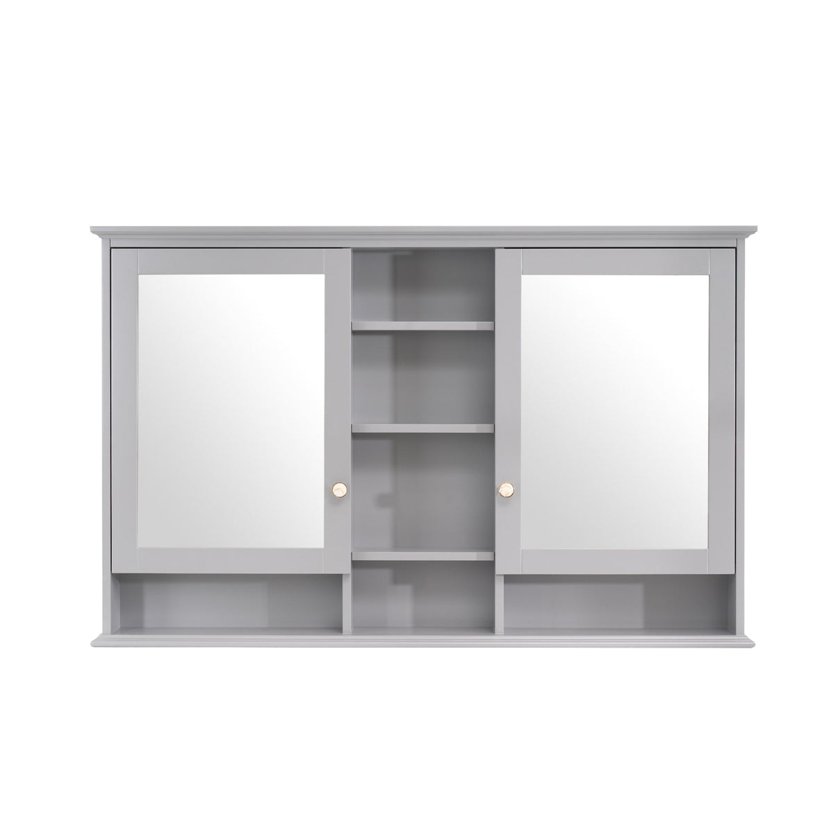 WELLFOR ART Solid Wood 55-in x 35-in Surface Mount Gray Mirrored Soft Close Medicine Cabinet