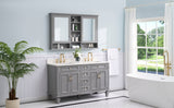 WELLFOR ART Solid Wood 55-in x 35-in Surface Mount Gray Mirrored Soft Close Medicine Cabinet